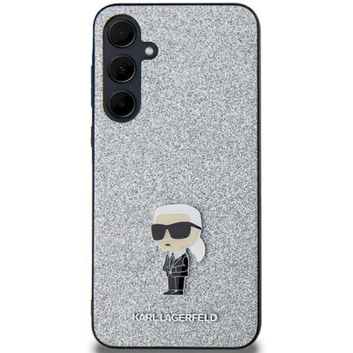 Karl Lagerfeld Fixed Glitter Ikonik Logo Metal Pin dėklas Samsung Galaxy A35 - silver 2