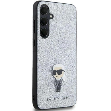 Karl Lagerfeld Fixed Glitter Ikonik Logo Metal Pin dėklas Samsung Galaxy A35 - silver 3