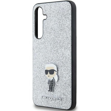 Karl Lagerfeld Fixed Glitter Ikonik Logo Metal Pin dėklas Samsung Galaxy A35 - silver 5