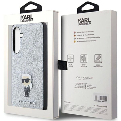 Karl Lagerfeld Fixed Glitter Ikonik Logo Metal Pin dėklas Samsung Galaxy A35 - silver 7