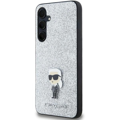 Karl Lagerfeld Fixed Glitter Ikonik Logo Metal Pin dėklas Samsung Galaxy A55 - silver 1