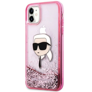 Karl Lagerfeld Glitter Karl Head iPhone 11/XR Case - rožinis 1