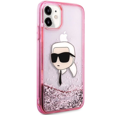 Karl Lagerfeld Glitter Karl Head iPhone 11/XR Case - rožinis 4