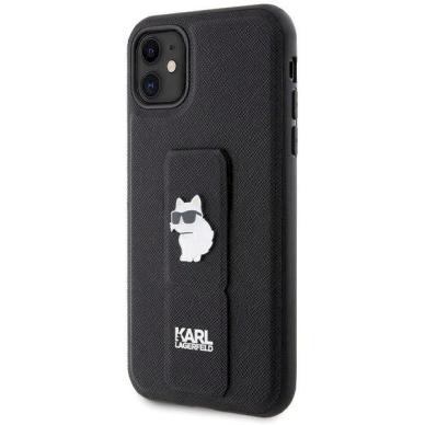 Karl Lagerfeld Gripstand Saffiano Choupette Pins Dėklas skirtas iPhone 11 / Xr - Juodas 1