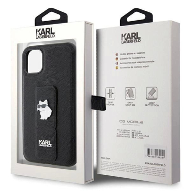 Karl Lagerfeld Gripstand Saffiano Choupette Pins Dėklas skirtas iPhone 11 / Xr - Juodas 7