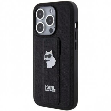 Karl Lagerfeld Gripstand Saffiano Choupette Pins Dėklas skirtas iPhone 14 Pro - Juodas 1