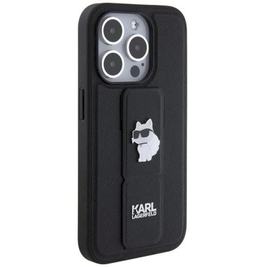 Karl Lagerfeld Gripstand Saffiano Choupette Pins Dėklas skirtas iPhone 14 Pro Max - Juodas 3