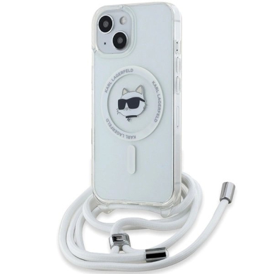 Karl Lagerfeld IML Choupette Head  Cord MagSafe dėklas iPhone 13 / 14 / 15 - Permatomas