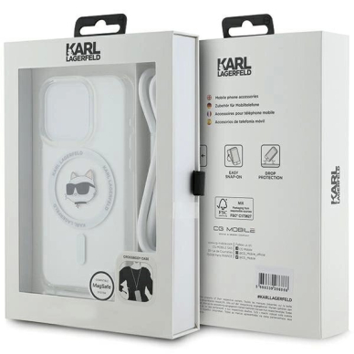 Karl Lagerfeld IML Choupette Head  Cord MagSafe dėklas iPhone 13 Pro Max - Permatomas 6