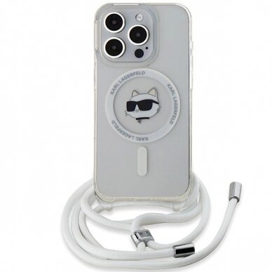 Karl Lagerfeld IML Choupette Head  Cord MagSafe dėklas iPhone 14 Pro Max - Permatomas 1