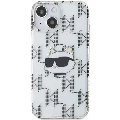 Karl Lagerfeld IML Choupette Head  Monogram dėklas iPhone 15 / 14 / 13 - Permatomas 2