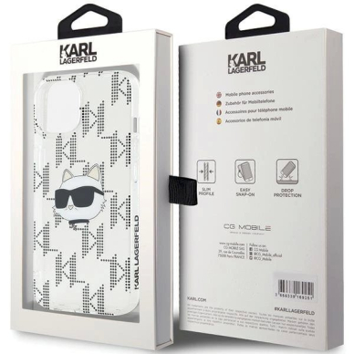 Karl Lagerfeld IML Choupette Head  Monogram dėklas iPhone 15 / 14 / 13 - Permatomas 7