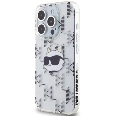 Karl Lagerfeld IML Choupette Head  Monogram dėklas iPhone 15 Pro Max - Permatomas 1