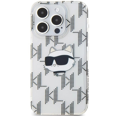 Karl Lagerfeld IML Choupette Head  Monogram dėklas iPhone 15 Pro Max - Permatomas 2