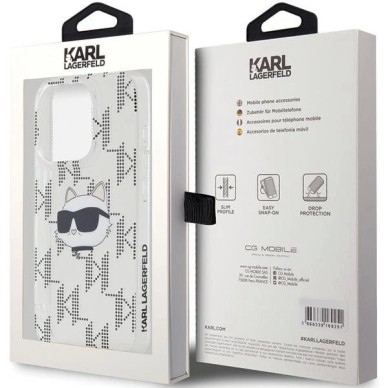 Karl Lagerfeld IML Choupette Head  Monogram dėklas iPhone 15 Pro Max - Permatomas 7