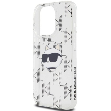 Karl Lagerfeld IML Choupette Head  Monogram dėklas iPhone 15 Pro - Permatomas 5