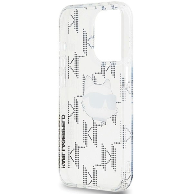 Karl Lagerfeld IML Choupette Head  Monogram dėklas iPhone 15 Pro - Permatomas 6