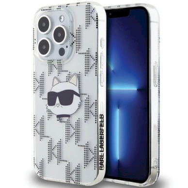 Karl Lagerfeld IML Choupette Head  Monogram dėklas iPhone 15 Pro - Permatomas