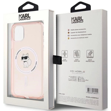 Karl Lagerfeld IML Choupette MagSafe dėklas iPhone 11 / Xr - Rožinis 7