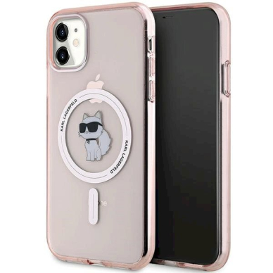 Karl Lagerfeld IML Choupette MagSafe dėklas iPhone 11 / Xr - Rožinis