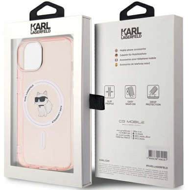 Karl Lagerfeld IML Choupette MagSafe dėklas iPhone 14 / 15 / 13 - Rožinis 7