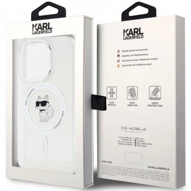 Karl Lagerfeld IML Choupette MagSafe dėklas iPhone 14 Pro Max - Permatomas 7