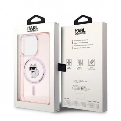 Karl Lagerfeld IML Choupette MagSafe dėklas iPhone 14 Pro Max - Rožinis 7