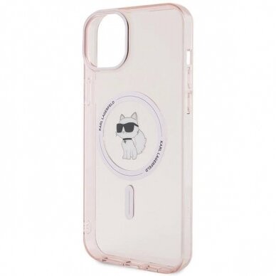 Karl Lagerfeld IML Choupette MagSafe Dėklas skirtas iPhone 15 Plus - Rožinis 4