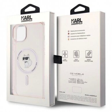 Karl Lagerfeld IML Choupette MagSafe Dėklas skirtas iPhone 15 Plus - Rožinis 6