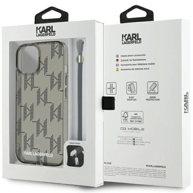 Karl Lagerfeld IML Mono KL Pattern  Cord dėklas iPhone 15 / 14 / 13 - Juodas 6