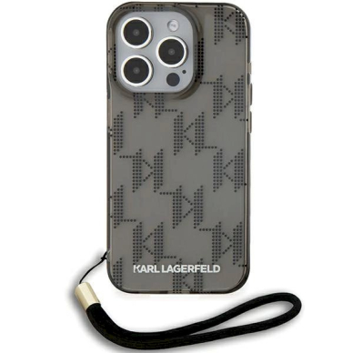 Karl Lagerfeld IML Mono KL Pattern  Cord dėklas iPhone 15 Pro - Juodas 1