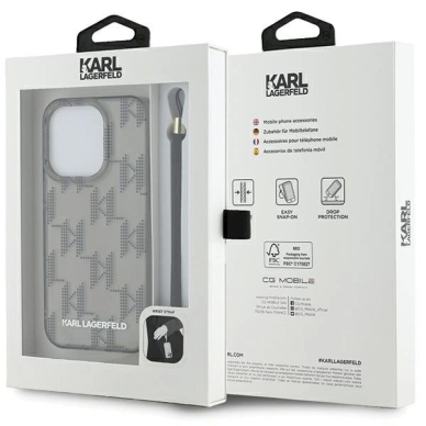 Karl Lagerfeld IML Mono KL Pattern  Cord dėklas iPhone 15 Pro - Juodas 6