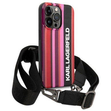 Karl Lagerfeld KLHCP14LSTSTP iPhone 14 Pro 6,1" hardcase różowy/pink Color Stripes Strap 2