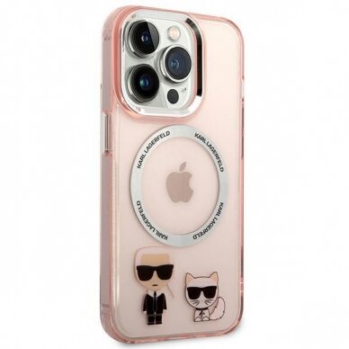 Karl Lagerfeld KLHMP14LHKCP iPhone 14 Pro 6.1&quot; hardcase pink/pink Karl &amp; Choupette Aluminum Magsafe 3