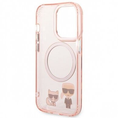 Karl Lagerfeld KLHMP14LHKCP iPhone 14 Pro 6.1&quot; hardcase pink/pink Karl &amp; Choupette Aluminum Magsafe 6