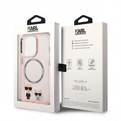 Karl Lagerfeld KLHMP14LHKCP iPhone 14 Pro 6.1&quot; hardcase pink/pink Karl &amp; Choupette Aluminum Magsafe 7