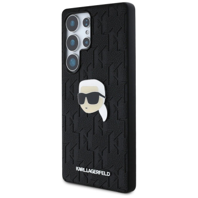 Karl Lagerfeld Leather Monogram Pin Logo Karl Head Samsung Galaxy S25 Ultra Dėklas Juodas 1