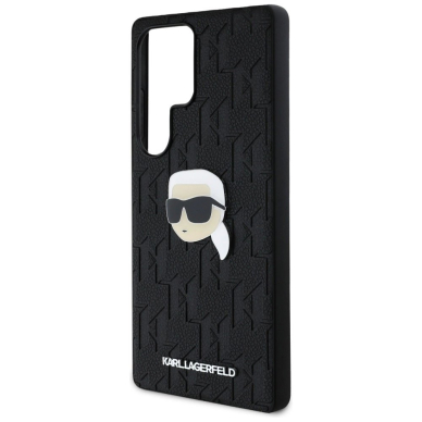 Karl Lagerfeld Leather Monogram Pin Logo Karl Head Samsung Galaxy S25 Ultra Dėklas Juodas 5