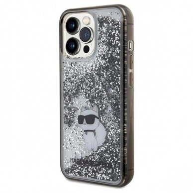 Karl Lagerfeld Liquid Glitter Choupette dėklas skirtas iPhone 13 Pro / 13 - Permatomas 1