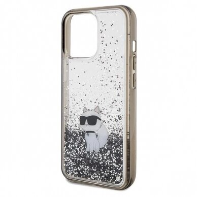 Karl Lagerfeld Liquid Glitter Choupette dėklas skirtas iPhone 13 Pro / 13 - Permatomas 5