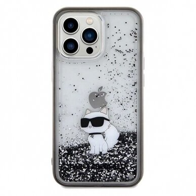 Karl Lagerfeld Liquid Glitter Choupette dėklas skirtas iPhone 13 Pro Max - Permatomas 2