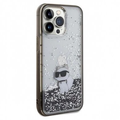 Karl Lagerfeld Liquid Glitter Choupette dėklas skirtas iPhone 13 Pro Max - Permatomas 3