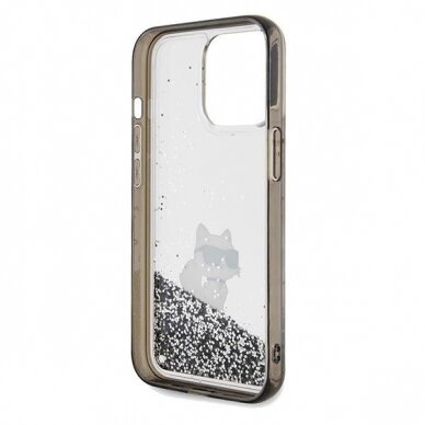 Karl Lagerfeld Liquid Glitter Choupette dėklas skirtas iPhone 13 Pro Max - Permatomas 6