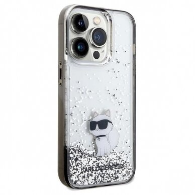 Karl Lagerfeld Liquid Glitter Choupette dėklas skirtas iPhone 14 Pro Max - Permatomas 3