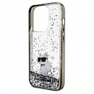 Karl Lagerfeld Liquid Glitter Choupette dėklas skirtas iPhone 14 Pro Max - Permatomas 5