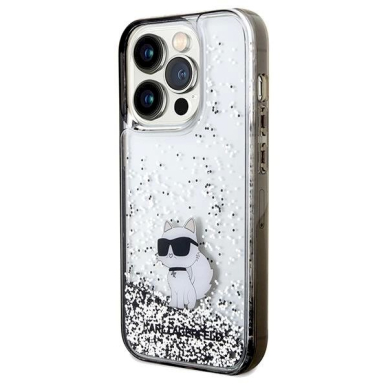 Karl Lagerfeld Liquid Glitter Choupette dėklas skirtas iPhone 14 Pro - Permatomas 1