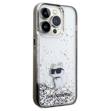 Karl Lagerfeld Liquid Glitter Choupette dėklas skirtas iPhone 14 Pro - Permatomas 3