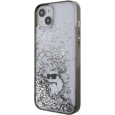 Karl Lagerfeld Liquid Glitter Choupette dėklas skirtas iPhone 15 Plus - Permatomas 1