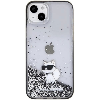 Karl Lagerfeld Liquid Glitter Choupette dėklas skirtas iPhone 15 Plus - Permatomas 2