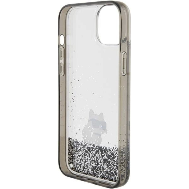 Karl Lagerfeld Liquid Glitter Choupette dėklas skirtas iPhone 15 Plus - Permatomas 6